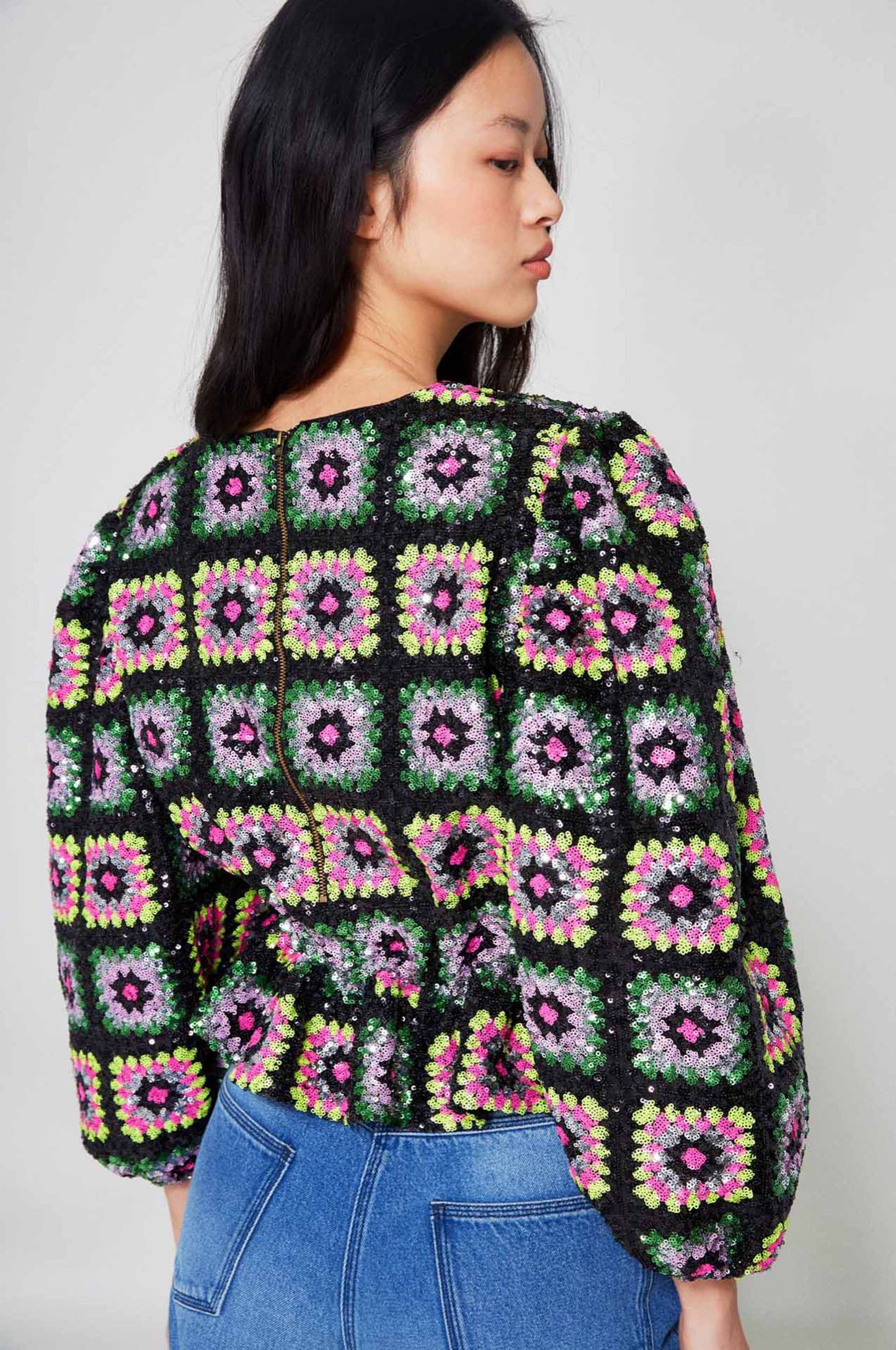 Top Crochet paillette