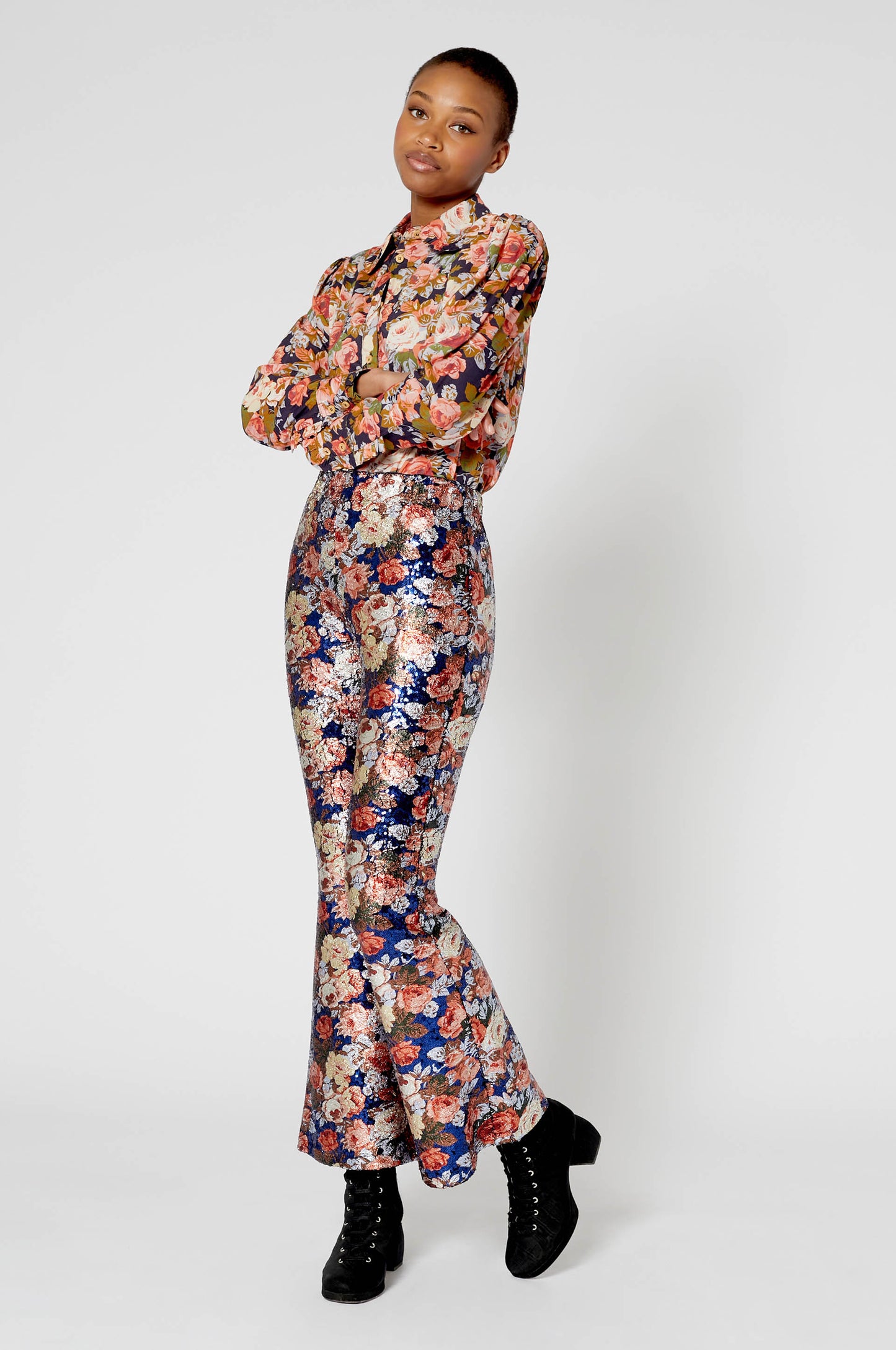 Pantalon Sequins Roses