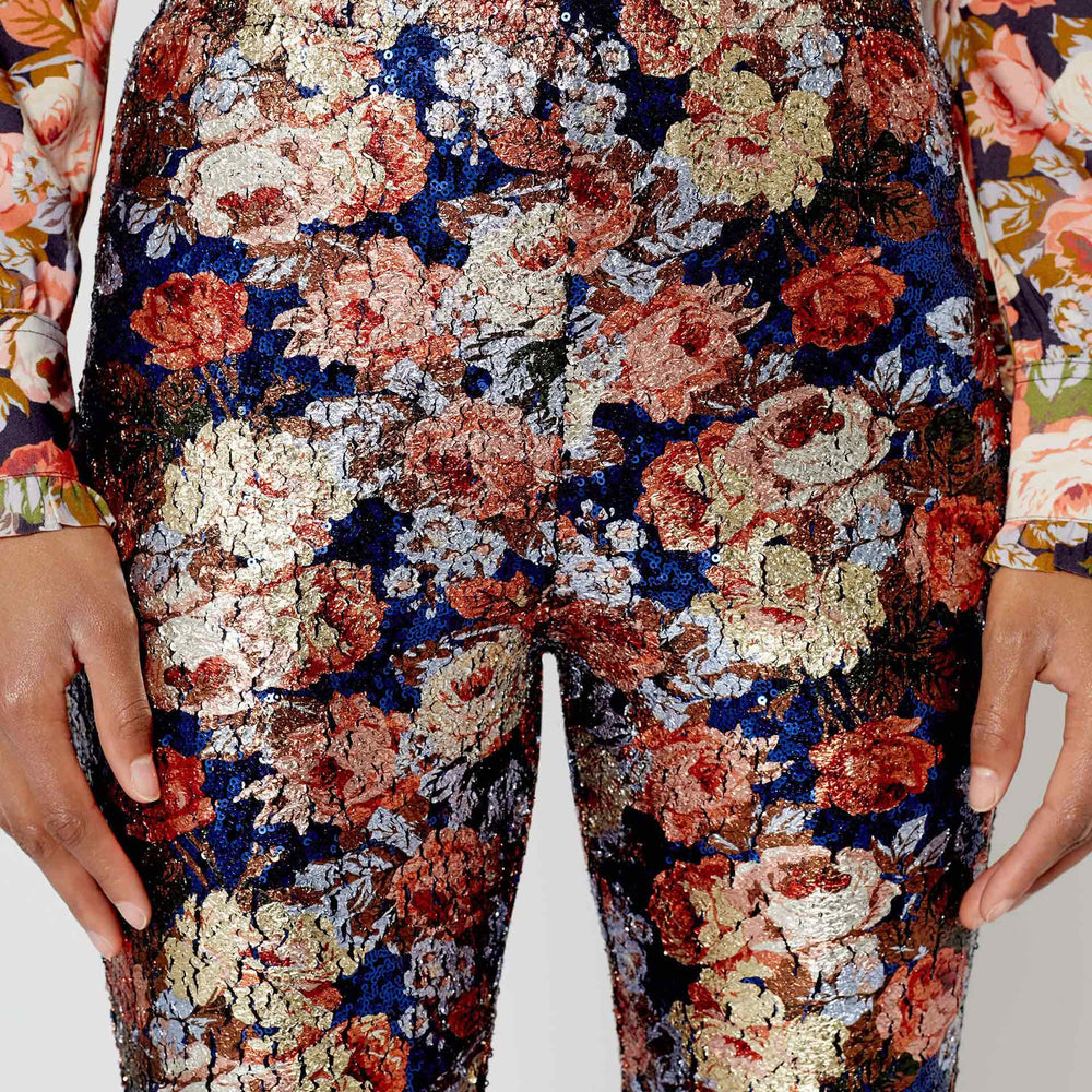 Pantalon Sequins Roses