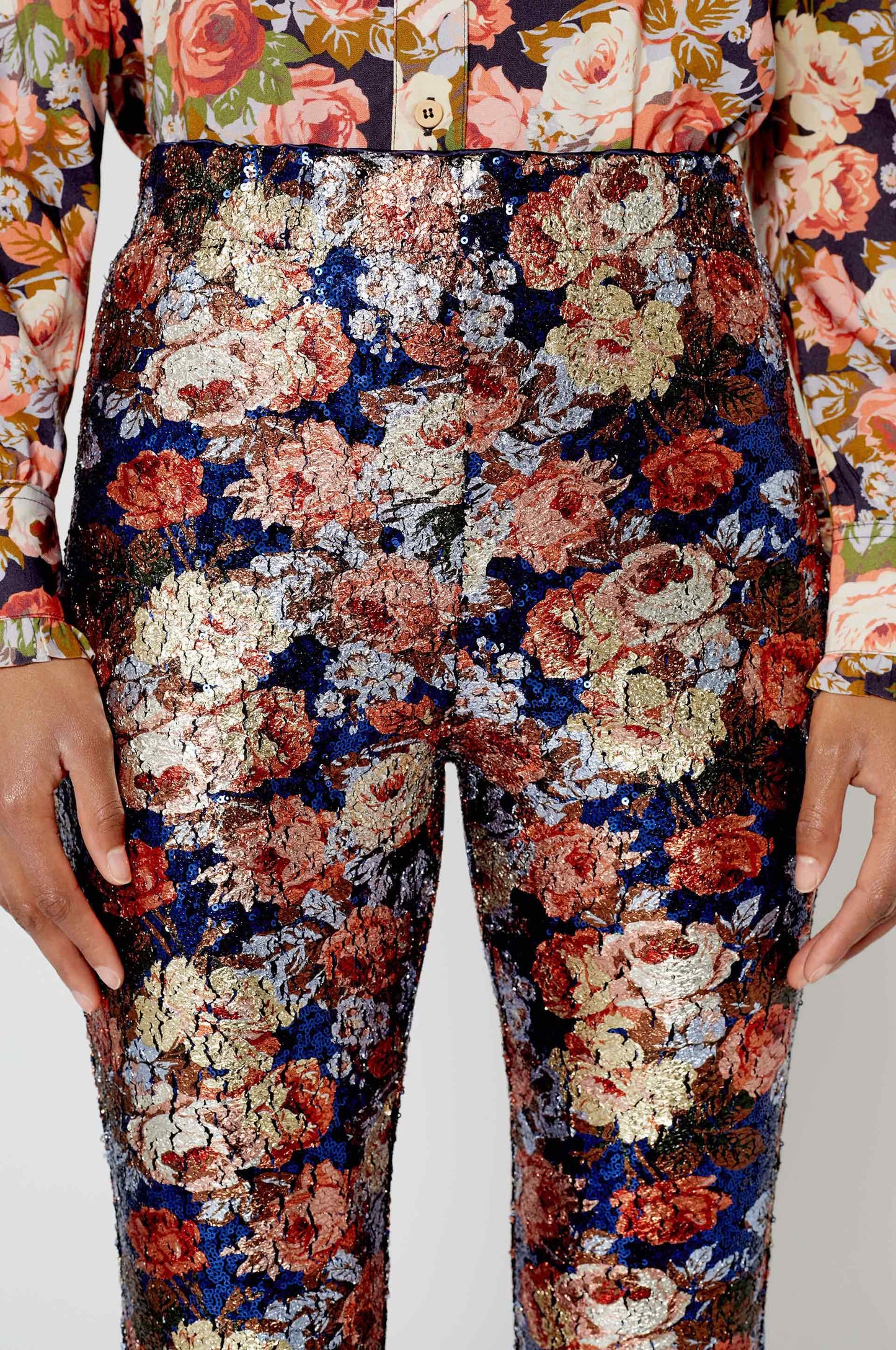 Pantalon Sequins Roses