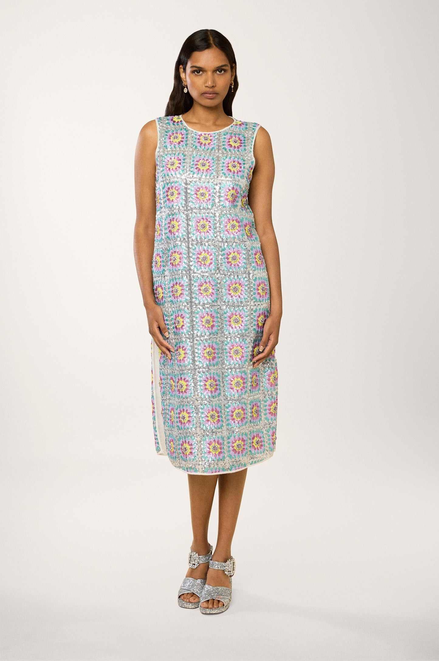 Robe Midi Sequins Patchwork