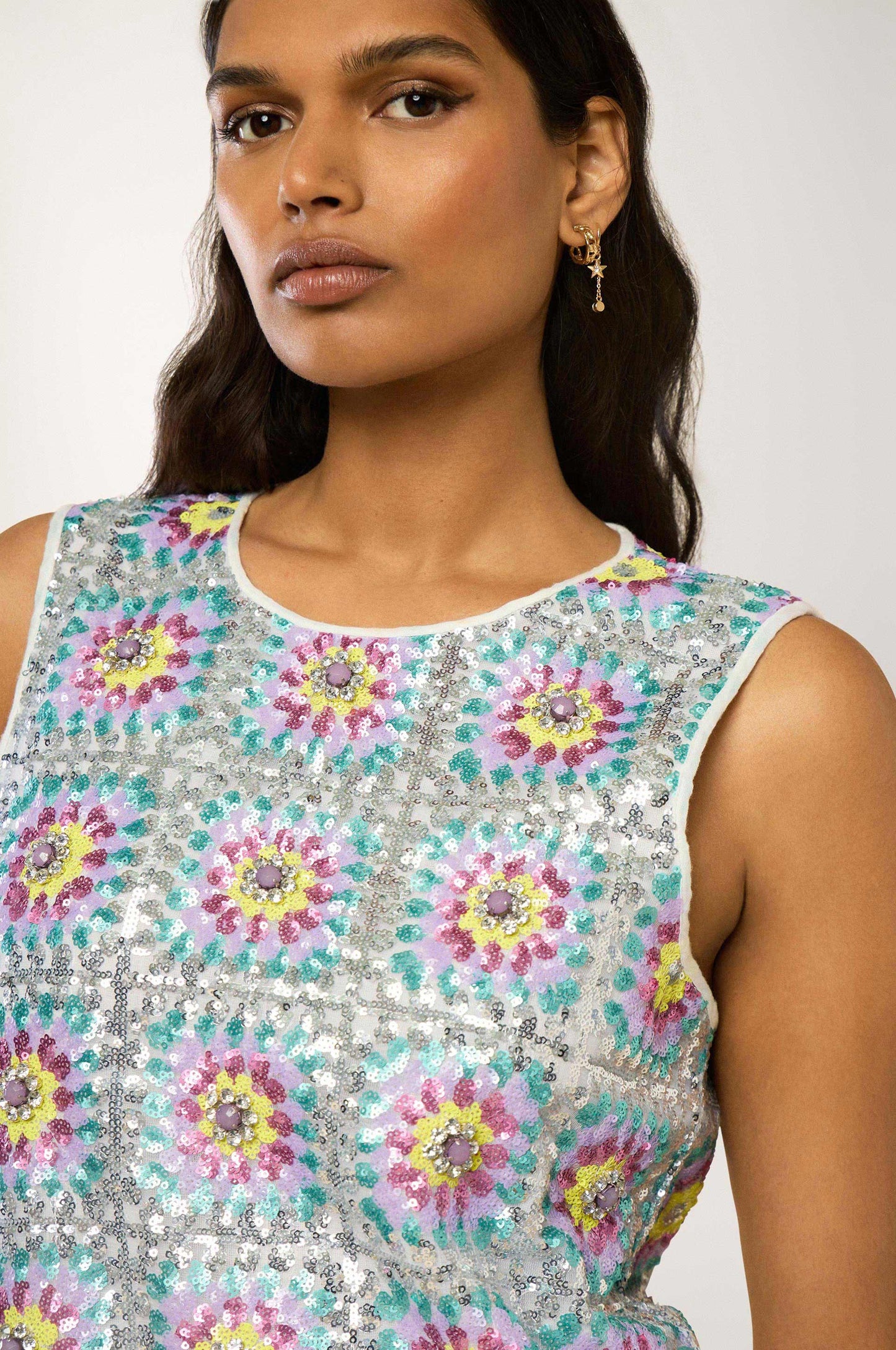 Robe Midi Sequins Patchwork