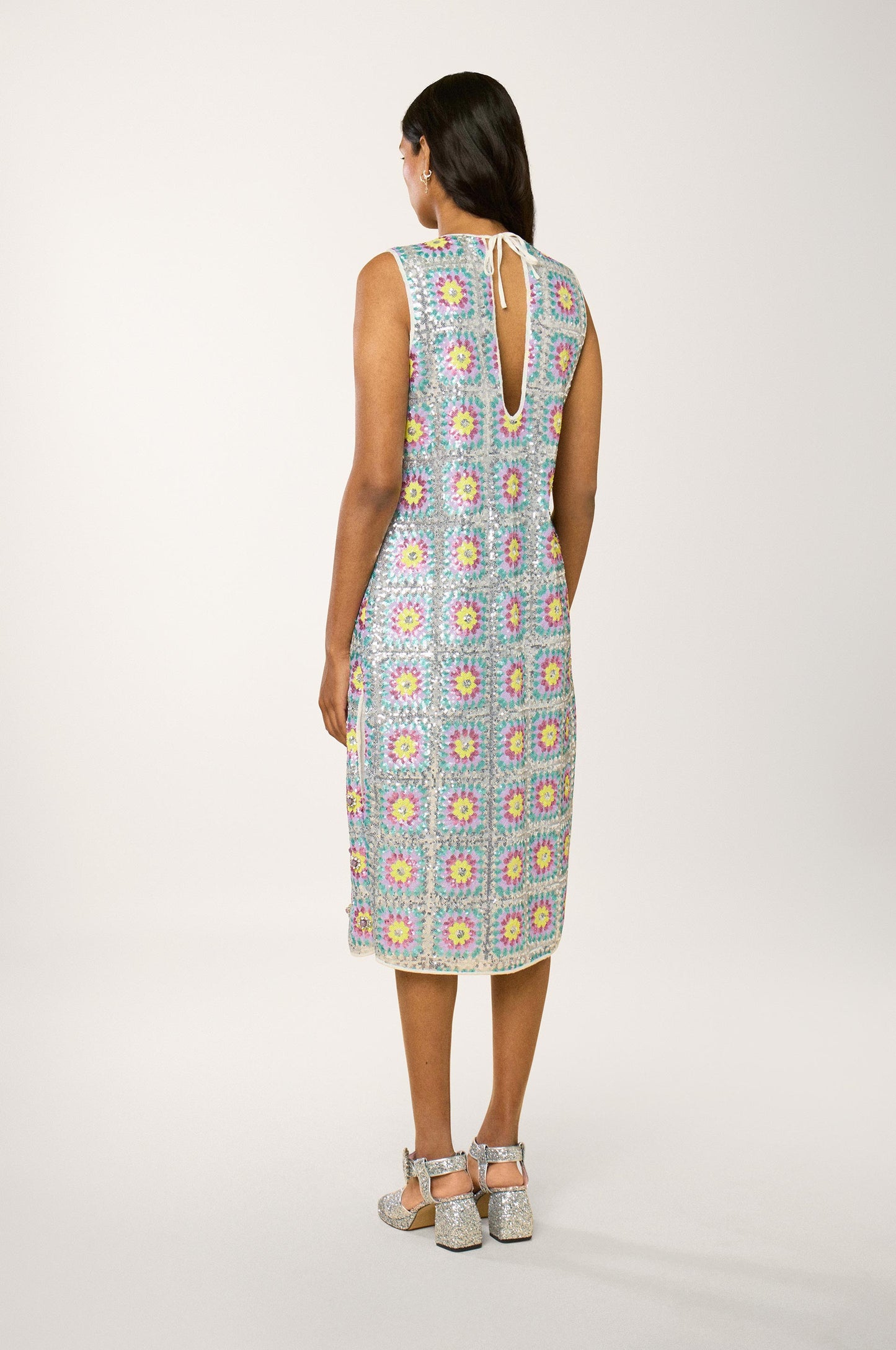 Robe Midi Sequins Patchwork