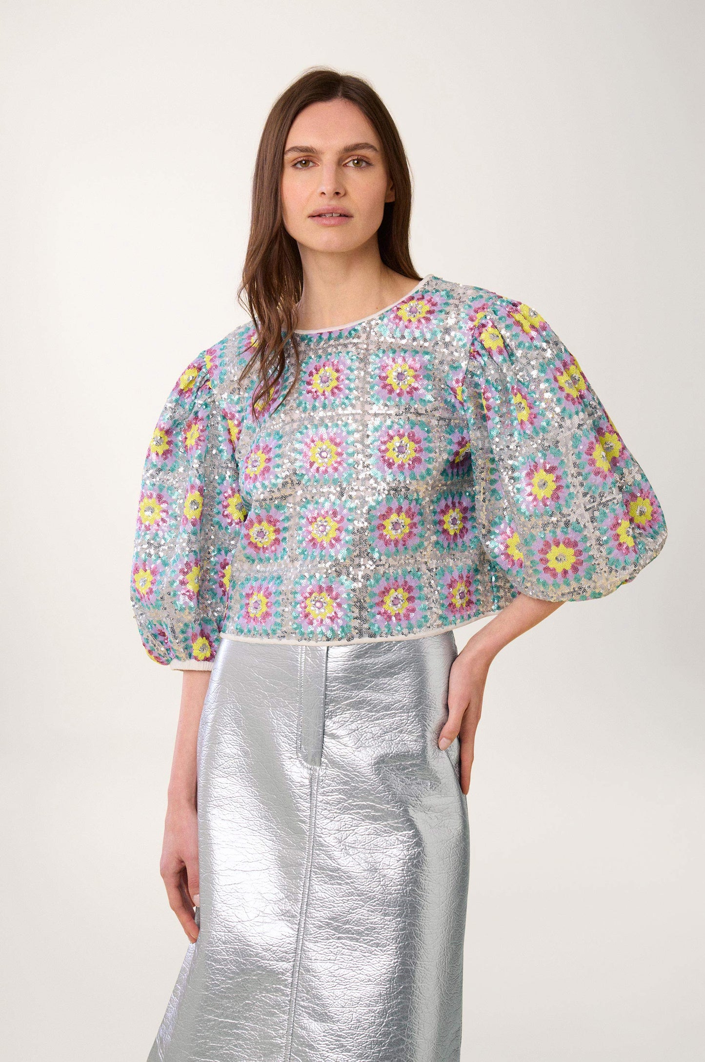 Top Sequins Patchwork