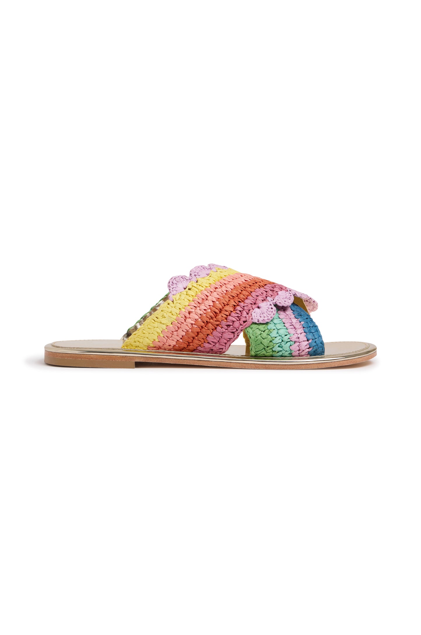 Rainbow Raffia Mules