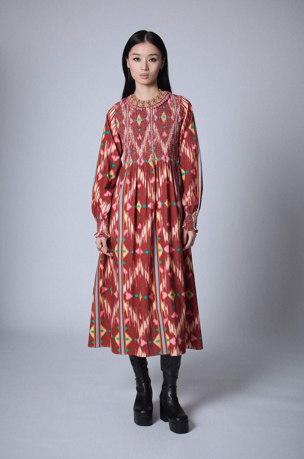 Robe à Smocks Ikat