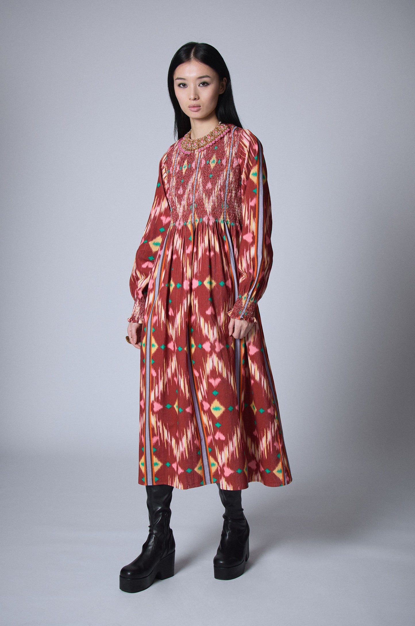 Robe à Smocks Ikat