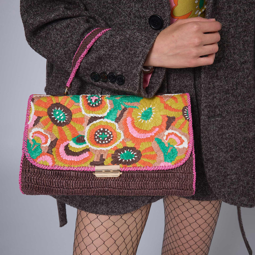 Sac Baguette Raphia Grunge