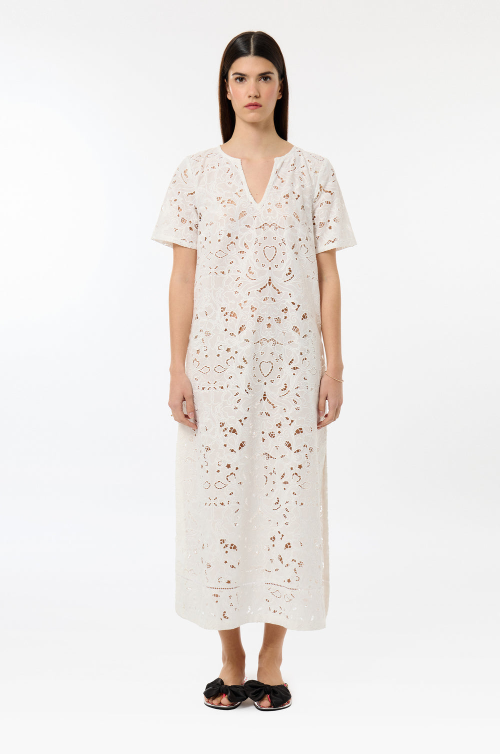 Robe mi-longue Broderie Suisse