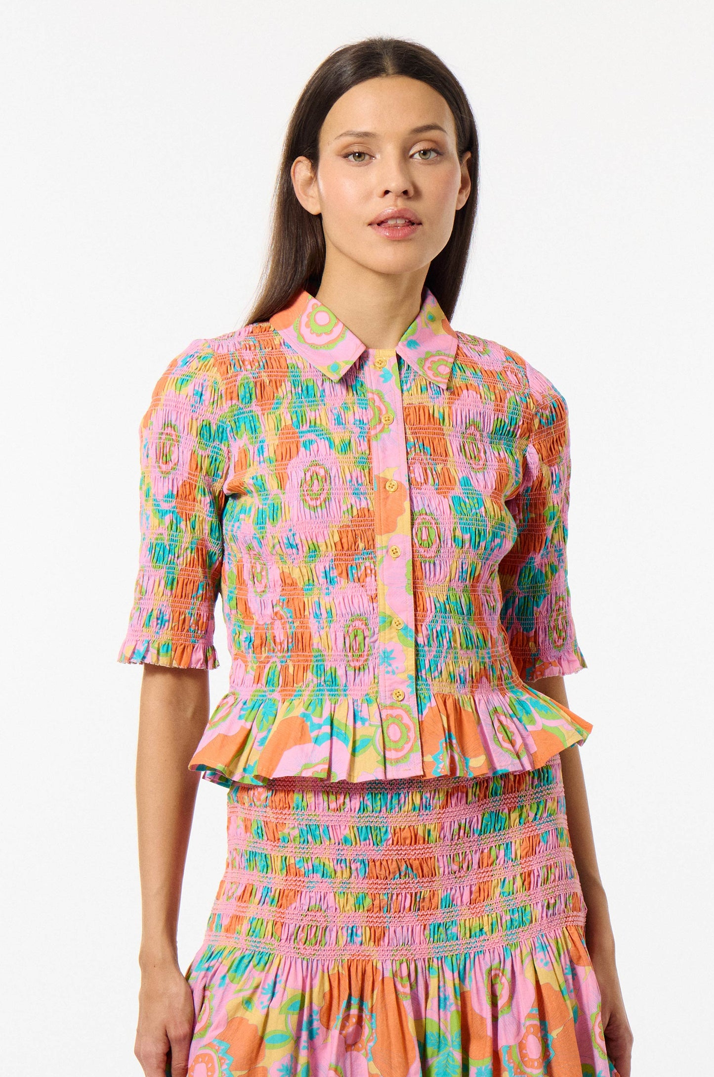 Cotton Blossom Smocked Shirt