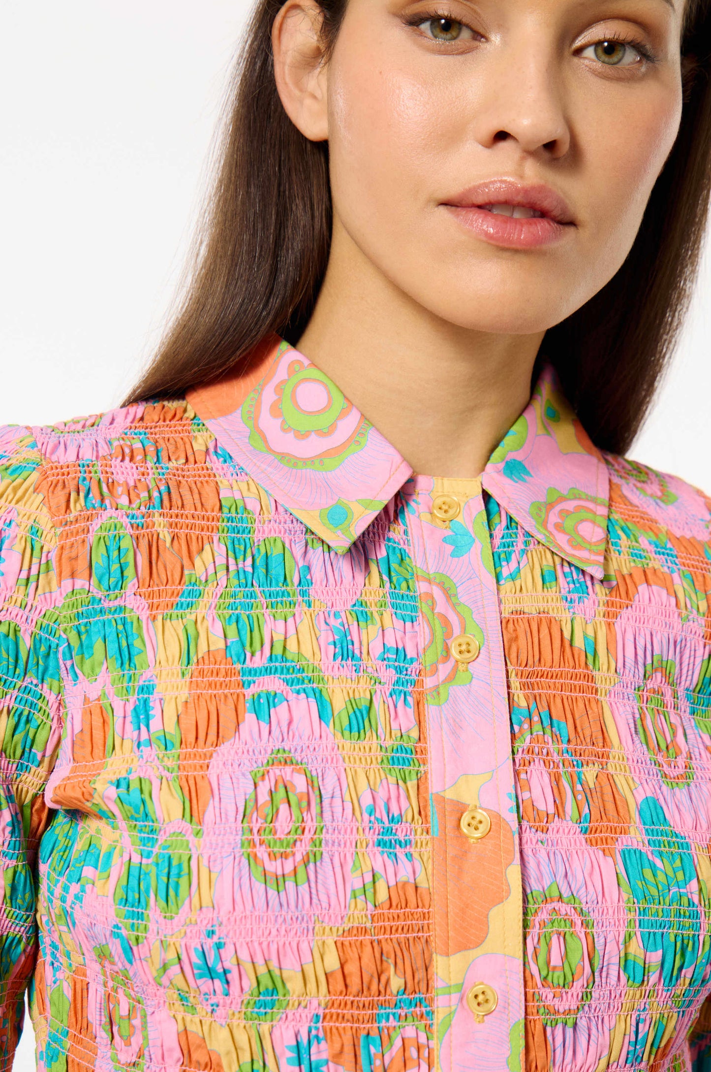 Cotton Blossom Smocked Shirt