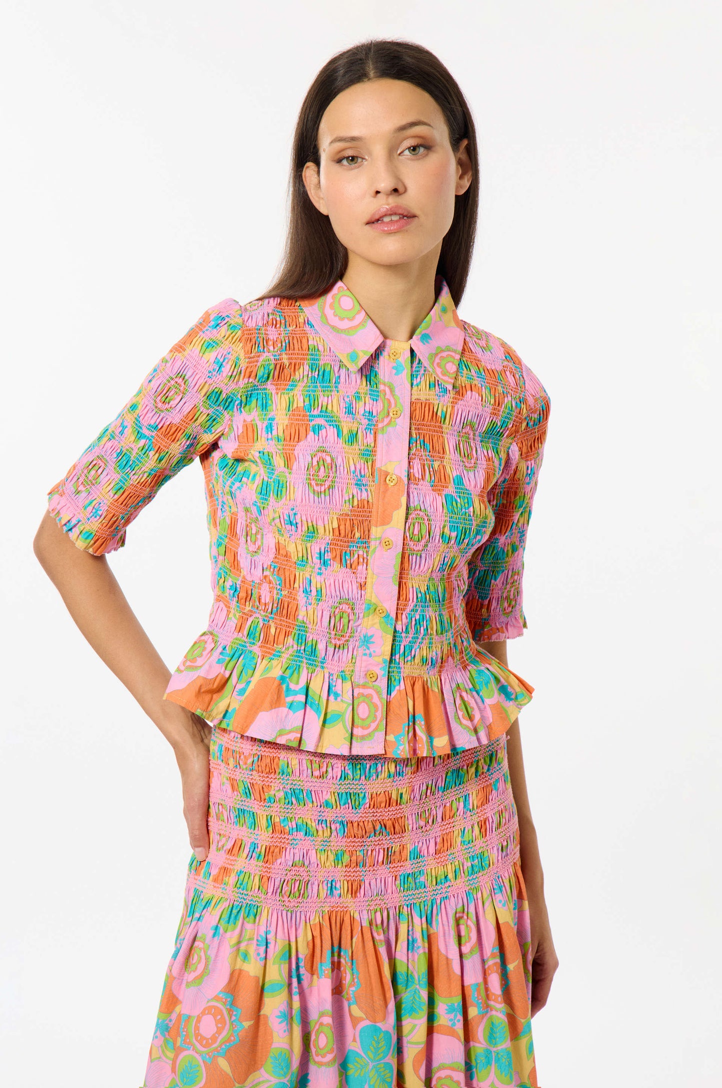 Cotton Blossom Smocked Shirt