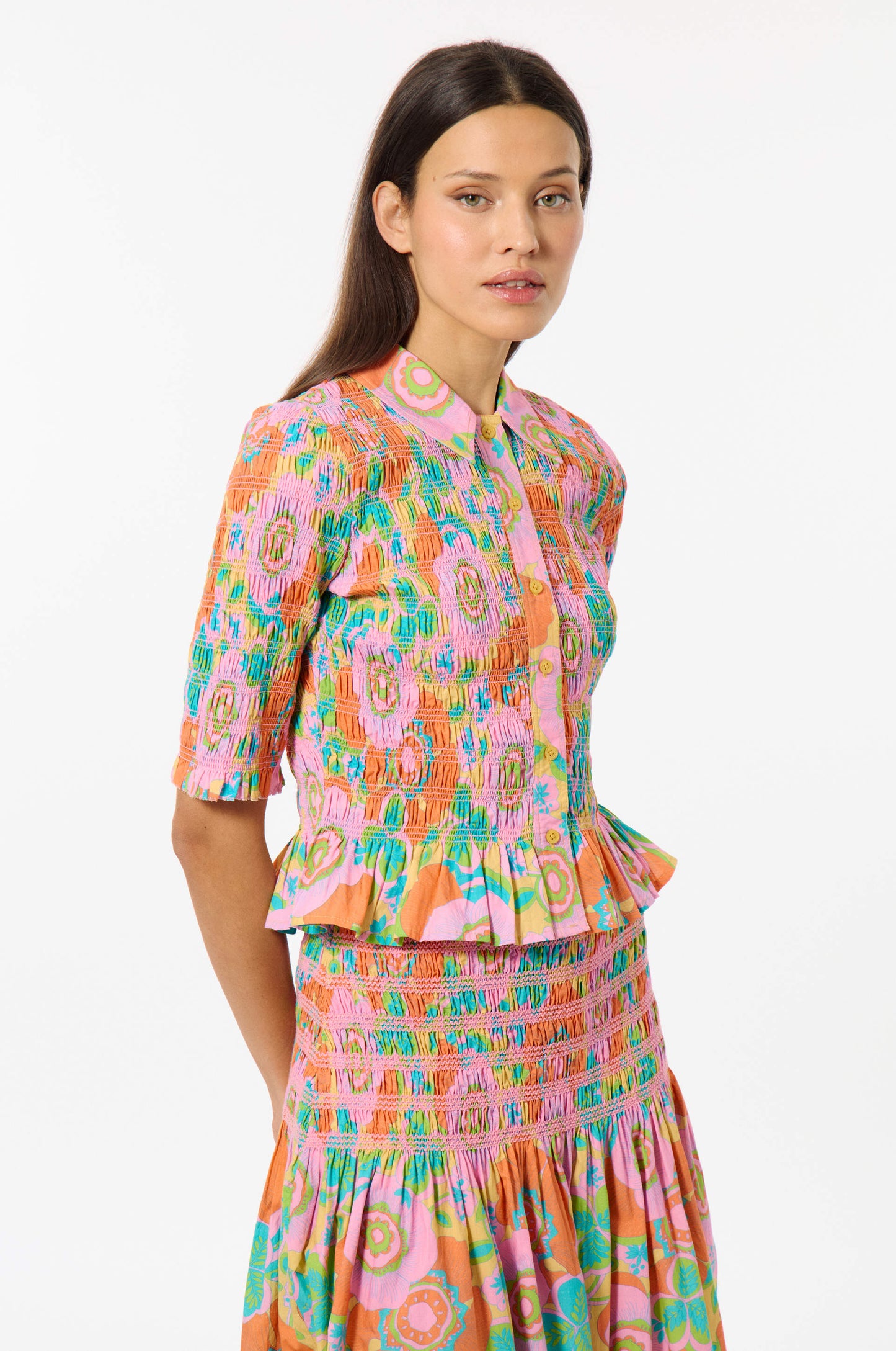 Cotton Blossom Smocked Shirt
